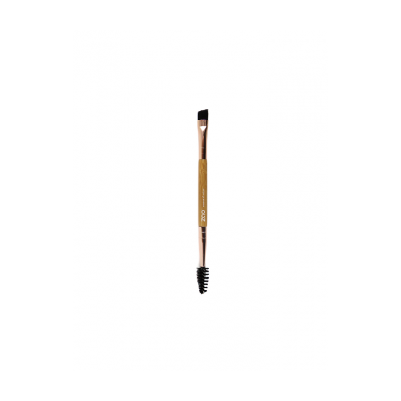 Pinceau maquillage – sourcils duo – 712 – manche bambou – poils synthétiques – vegan – ZAO