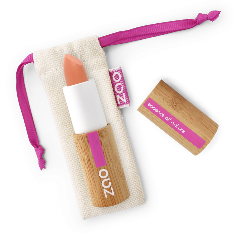 Rouge à lèvres soft touch – 432 PÊCHE – boîtier bambou rechargeable – 3,5g – bio, vegan – ZAO