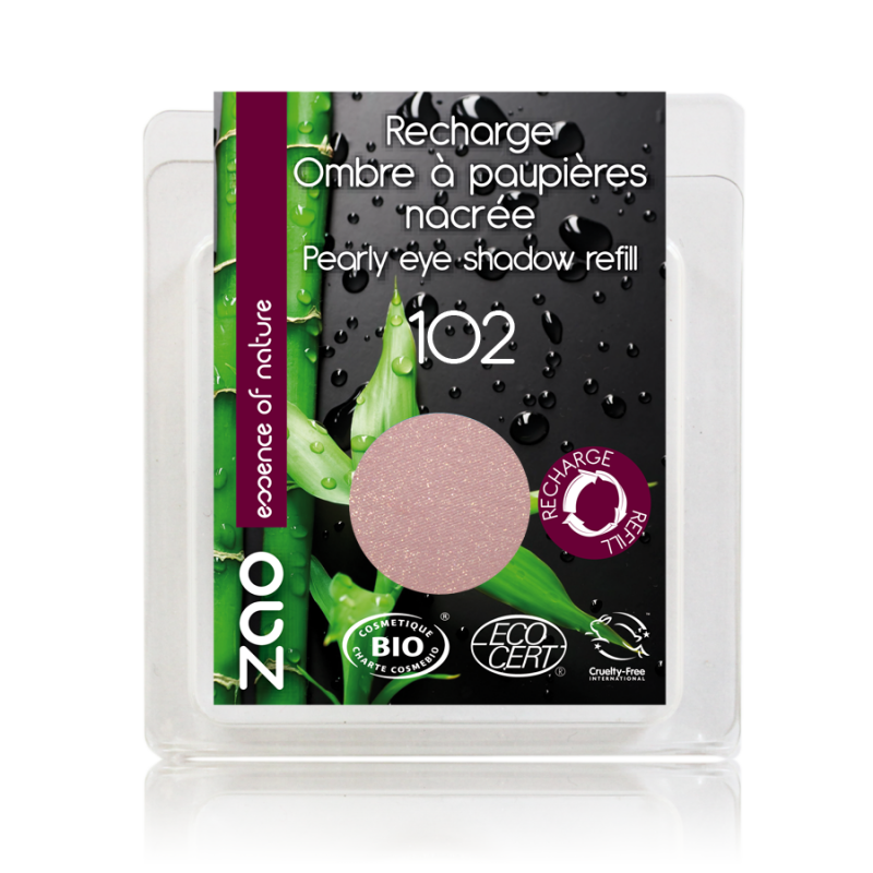 Recharge – Fard à paupières nacré – 102 BEIGE ROSE – 3g – bio vegan – ZAO